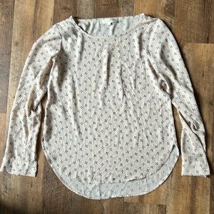 Loft pink floral long sleeve blouse size XS